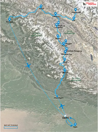 Grand Traverse: Motorcycling in Himalaya route map