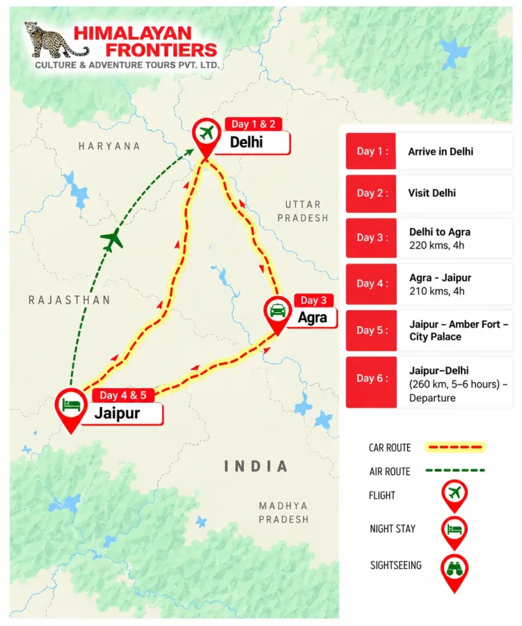 Golden Triangle route map